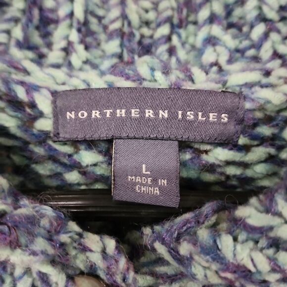 Vintage Northern Isles Variegated Knit Cardigan With Shell Buttons - Picture 5 of 13